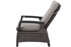 Corido/Bellani Grau Gartenlounge, charcoal/anthrazit/grau, Alu/Gardino®-Geflecht, Lifttisch 160x90cm, 1x 3-Sitzer, 2x Loungesessel Polyrattan-Gartenmöbel|Gartenlounge