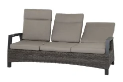 Corido/Bellani Grau Gartenlounge, charcoal/anthrazit/grau, Alu/Gardino®-Geflecht, Lifttisch 160x90cm, 1x 3-Sitzer, 2x Loungesessel Polyrattan-Gartenmöbel|Gartenlounge