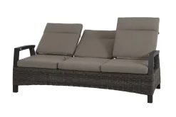 Corido/Bellani Grau Gartenlounge, charcoal/anthrazit/grau, Alu/Gardino®-Geflecht, Lifttisch 160x90cm, 1x 3-Sitzer, 2x Loungesessel Polyrattan-Gartenmöbel|Gartenlounge