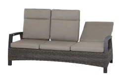 Corido/Bellani Grau Gartenlounge, charcoal/anthrazit/grau, Alu/Gardino®-Geflecht, Lifttisch 160x90cm, 1x 3-Sitzer, 2x Loungesessel Polyrattan-Gartenmöbel|Gartenlounge
