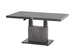 Corido/Bellani Grau Gartenlounge, charcoal/anthrazit/grau, Alu/Gardino®-Geflecht, Lifttisch 160x90cm, 1x 3-Sitzer, 2x Loungesessel Polyrattan-Gartenmöbel|Gartenlounge