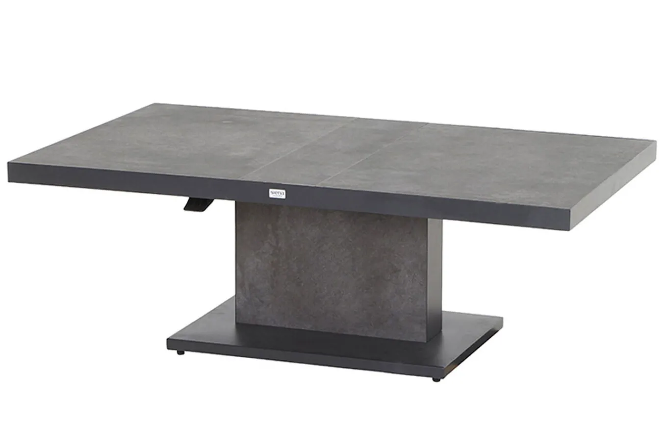 Clearance Corido/Bellani Grau Gartenlounge, charcoal/anthrazit/grau, Alu/Gardino®-Geflecht, Lifttisch 160x90 cm, 6 Loungesessel Polyrattan-Gartenmöbel|Gartenlounge