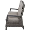 Hot Corido/Bellani Grau Gartenlounge, charcoal/anthrazit/grau, Alu/Gardino®-Geflecht, Lifttisch 160x90 cm, 1x 3-Sitzer, 2 Sessel Polyrattan-Gartenmöbel|Aluminium-Gartenmöbel