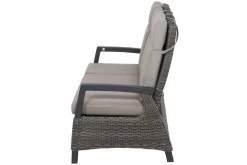 Hot Corido/Bellani Grau Gartenlounge, charcoal/anthrazit/grau, Alu/Gardino®-Geflecht, Lifttisch 160x90 cm, 1x 3-Sitzer, 2 Sessel Polyrattan-Gartenmöbel|Aluminium-Gartenmöbel