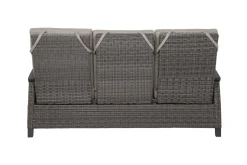 Hot Corido/Bellani Grau Gartenlounge, charcoal/anthrazit/grau, Alu/Gardino®-Geflecht, Lifttisch 160x90 cm, 1x 3-Sitzer, 2 Sessel Polyrattan-Gartenmöbel|Aluminium-Gartenmöbel