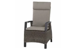 Hot Corido/Bellani Grau Gartenlounge, charcoal/anthrazit/grau, Alu/Gardino®-Geflecht, Lifttisch 160x90 cm, 1x 3-Sitzer, 2 Sessel Polyrattan-Gartenmöbel|Aluminium-Gartenmöbel