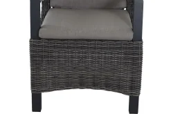 Hot Corido/Bellani Grau Gartenlounge, charcoal/anthrazit/grau, Alu/Gardino®-Geflecht, Lifttisch 160x90 cm, 1x 3-Sitzer, 2 Sessel Polyrattan-Gartenmöbel|Aluminium-Gartenmöbel