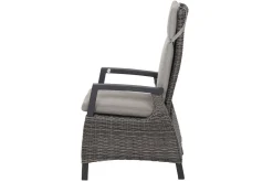 New Corido/Bellani Pinie Gartenlounge, charcoal/anthrazit/pinie-grau, Alu/Keramik/Gardino®-Geflecht, Lifttisch 140x85 cm, 4 Dining Move Sessel Polyrattan-Gartenmöbel|Gartenlounge