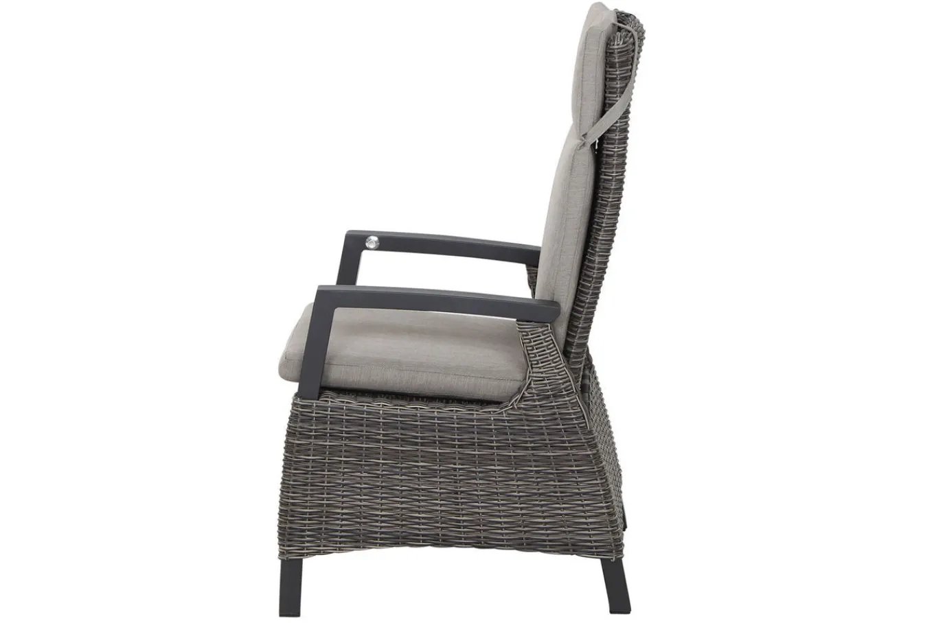 New Corido/Bellani Pinie Gartenlounge, charcoal/anthrazit/pinie-grau, Alu/Keramik/Gardino®-Geflecht, Lifttisch 140x85 cm, 4 Dining Move Sessel Polyrattan-Gartenmöbel|Gartenlounge