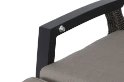 Corido/Bellani Pinie Gartenlounge, charcoal/anthrazit/pinie-grau, Alu/Keramik/Gardino®-Geflecht, Lifttisch 140x85 cm, 4 Relaxsessel Polyrattan-Gartenmöbel|Gartenlounge