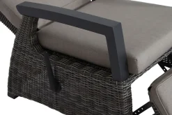 Corido/Bellani Pinie Gartenlounge, charcoal/anthrazit/pinie-grau, Alu/Keramik/Gardino®-Geflecht, Lifttisch 140x85 cm, 4 Relaxsessel Polyrattan-Gartenmöbel|Gartenlounge