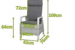 Hot Corido Dining Sessel, ice grey, Alu / Gardino®-Geflecht, 76x62x109 cm, verstellbar Polyrattan-Gartenmöbel|Aluminium-Gartenmöbel