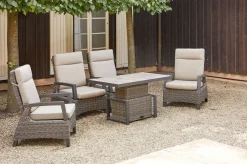 Best Corido Garten-Essgruppe, charcoal, Alu / Gardino®-Geflecht, 4 Loungesessel, stufenloser Lifttisch 130x75x47-71cm Gartenlounge|Gartenlounge Modulsysteme