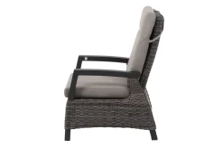 Best Corido Garten-Essgruppe, charcoal, Alu / Gardino®-Geflecht, 4 Loungesessel, stufenloser Lifttisch 130x75x47-71cm Gartenlounge|Gartenlounge Modulsysteme