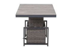 Best Corido Garten-Essgruppe, charcoal, Alu / Gardino®-Geflecht, 4 Loungesessel, stufenloser Lifttisch 130x75x47-71cm Gartenlounge|Gartenlounge Modulsysteme