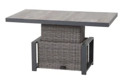 Online Corido Garten-Essgruppe, charcoal, Alu / Gardino®-Geflecht, 4 Relaxsessel, stufenloser Lifttisch 130x75x47-71cm Polyrattan-Gartenmöbel|Gartenlounge
