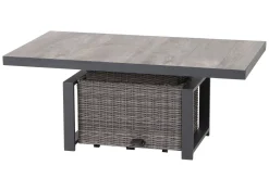 Online Corido Garten-Essgruppe, charcoal, Alu / Gardino®-Geflecht, 4 Relaxsessel, stufenloser Lifttisch 130x75x47-71cm Polyrattan-Gartenmöbel|Gartenlounge
