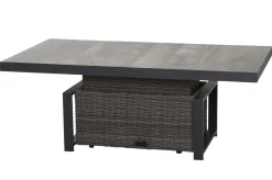 Corido Garten-Essgruppe, charcoal, Alu / Gardino®-Geflecht, 6 Relaxsessel, stufenloser Lifttisch 160x90x47-71cm Polyrattan-Gartenmöbel|Gartenlounge
