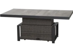 Corido Garten-Essgruppe, charcoal, Alu / Gardino®-Geflecht, 6 Relaxsessel, stufenloser Lifttisch 160x90x47-71cm Polyrattan-Gartenmöbel|Gartenlounge