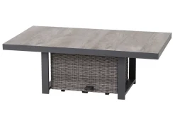 Discount Corido Garten-Essgruppe, charcoal, Alu / Gardino®-Geflecht, 4 Diningsessel, stufenloser Lifttisch 130x 75 x 47-71 cm Polyrattan-Gartenmöbel|Garten-Essgruppen
