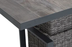 Discount Corido Garten-Essgruppe, charcoal, Alu / Gardino®-Geflecht, 4 Diningsessel, stufenloser Lifttisch 130x 75 x 47-71 cm Polyrattan-Gartenmöbel|Garten-Essgruppen