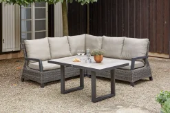 Outlet Corido Gartenlounge, charcoal, Alu/Gardino®-Geflecht, 5 Personen, Loungetisch 140x85cm Polyrattan-Gartenmöbel|Gartenlounge