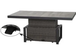 Discount Corido Gartenlounge, charcoal, Alu/Gardino®-Geflecht, 2 Relaxsessel + 3er Sofa, stufenloser Lifttisch 160x90x47-71cm Polyrattan-Gartenmöbel|Gartenlounge