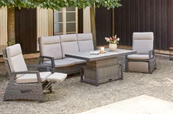 Discount Corido Gartenlounge, charcoal, Alu/Gardino®-Geflecht, 2 Relaxsessel + 3er Sofa, stufenloser Lifttisch 160x90x47-71cm Polyrattan-Gartenmöbel|Gartenlounge