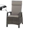 Clearance Corido Gartenlounge, charcoal, Alu/Gardino®-Geflecht, 2 Diningsessel + 3er Sofa, stufenloser Lifttisch 160x90x47-71cm Polyrattan-Gartenmöbel|Gartenlounge