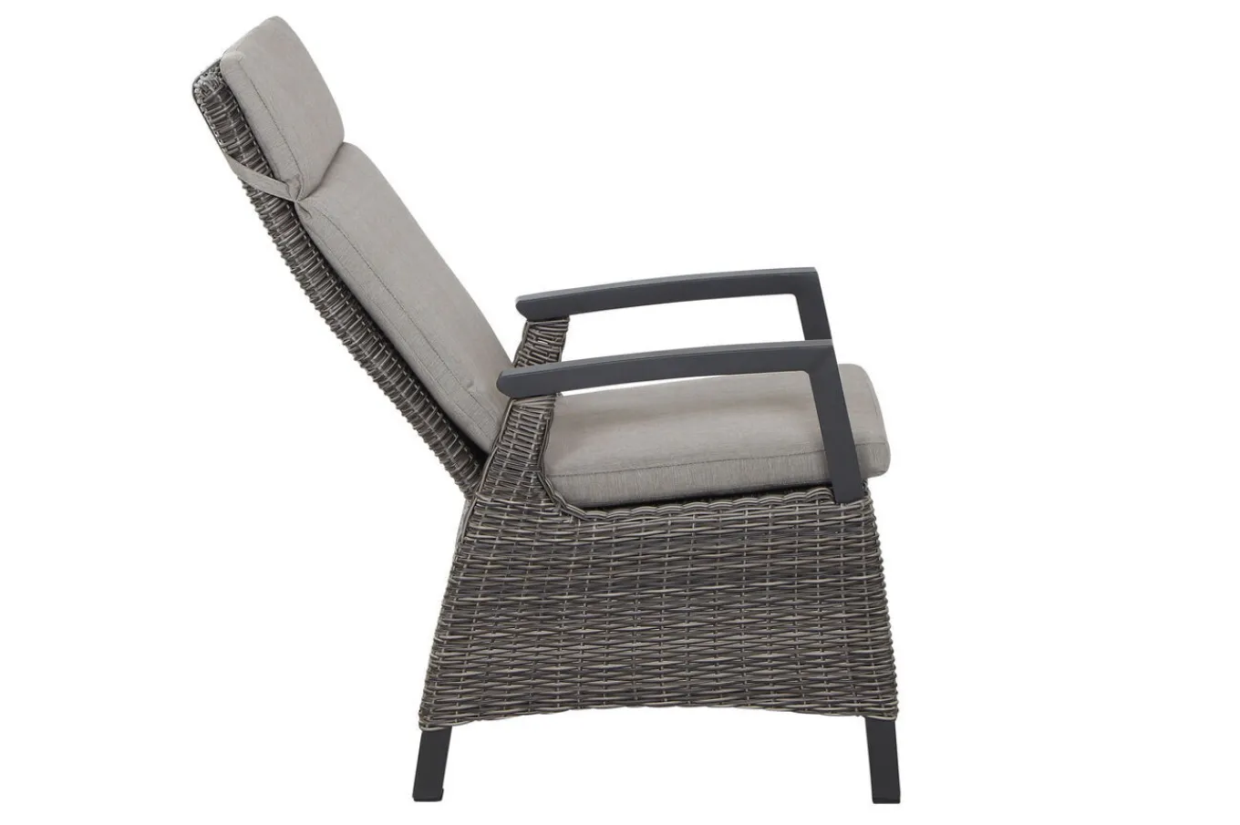 Clearance Corido Gartenlounge, charcoal, Alu/Gardino®-Geflecht, 2 Diningsessel + 3er Sofa, stufenloser Lifttisch 160x90x47-71cm Polyrattan-Gartenmöbel|Gartenlounge