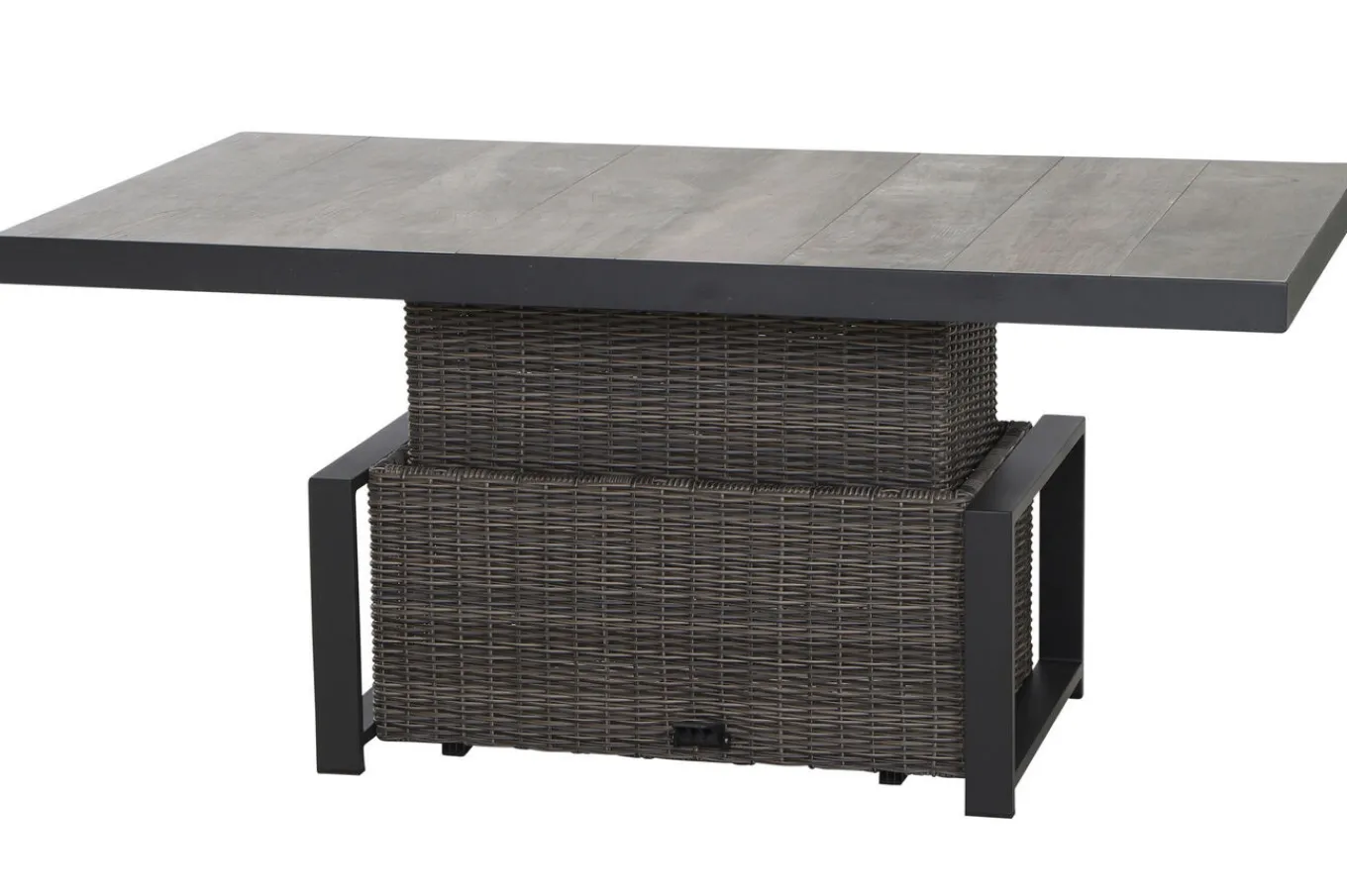 Clearance Corido Gartenlounge, charcoal, Alu/Gardino®-Geflecht, 2 Diningsessel + 3er Sofa, stufenloser Lifttisch 160x90x47-71cm Polyrattan-Gartenmöbel|Gartenlounge