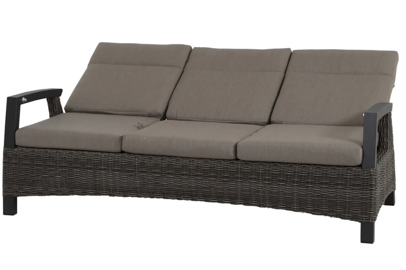 Clearance Corido Gartenlounge, charcoal, Alu/Gardino®-Geflecht, 2 Diningsessel + 3er Sofa, stufenloser Lifttisch 160x90x47-71cm Polyrattan-Gartenmöbel|Gartenlounge
