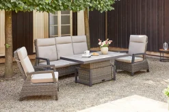 Online Corido Gartenlounge, charcoal, Alu/Gardino®-Geflecht, 2 Loungesessel + 3er Sofa, stufenloser Lifttisch 160x90x47-71cm Polyrattan-Gartenmöbel|Gartenlounge
