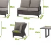 Corido Gartenlounge, charcoal, Alu/Gardino®-Geflecht, 6 Personen, Loungetisch 140x85cm Polyrattan-Gartenmöbel|Gartenlounge