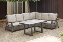 Corido Gartenlounge, charcoal, Alu/Gardino®-Geflecht, 6 Personen, Loungetisch 140x85cm Polyrattan-Gartenmöbel|Gartenlounge