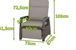 Online Corido Relaxsessel, charcoal, Alu / Gardino®-Geflecht, 73x87x103 cm, verstellbar Polyrattan-Gartenmöbel|Aluminium-Gartenmöbel