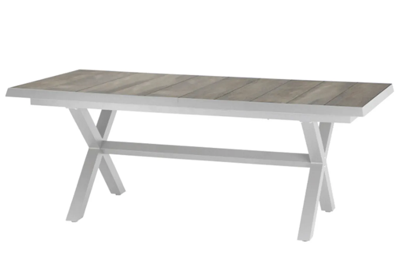 Best Corido/Sincro Garten-Essgruppe, ice grey/weiß grau, Alu/Gardino®-Geflecht/Keramik, Ausziehtisch 200/260x100 cm, 6 Diningsessel Polyrattan-Gartenmöbel|Garten-Essgruppen