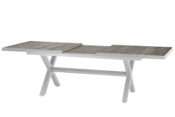 Best Corido/Sincro Garten-Essgruppe, ice grey/weiß grau, Alu/Gardino®-Geflecht/Keramik, Ausziehtisch 200/260x100 cm, 6 Diningsessel Polyrattan-Gartenmöbel|Garten-Essgruppen