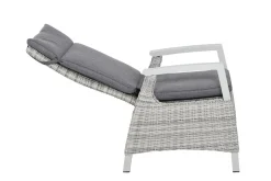 Hot Corido/Sincro Garten-Essgruppe, ice grey/weiß grau, Alu/Gardino®-Geflecht/Keramik, Ausziehtisch 200/260x100 cm, 8 Dining Move Sessel Polyrattan-Gartenmöbel|Garten-Essgruppen