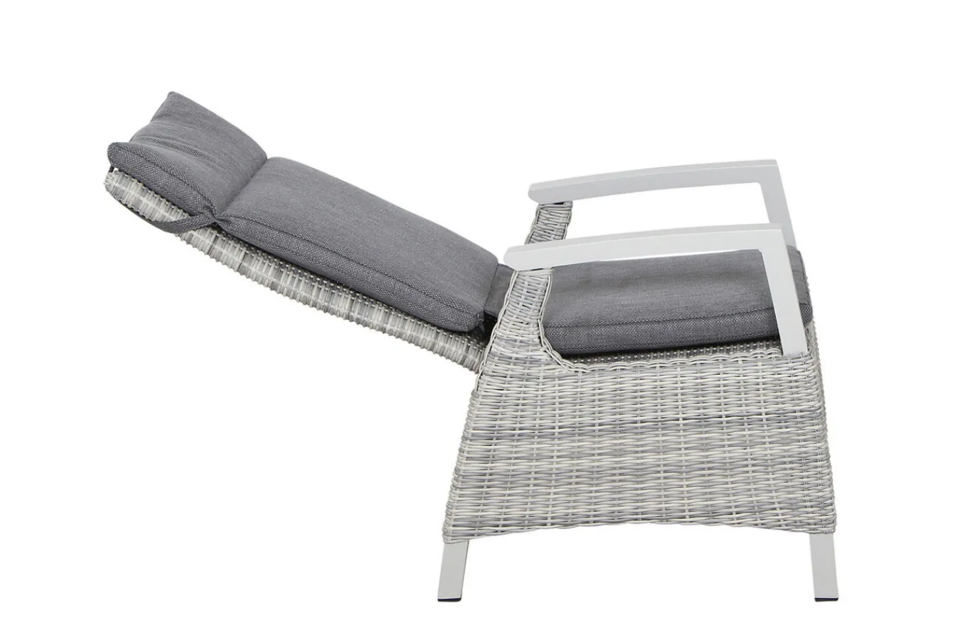 New Corido/Sincro Garten-Essgruppe, ice grey/weiß grau, Alu/Gardino®-Geflecht/Keramik, Ausziehtisch 200/260x100 cm, 4 Dining Move Sessel Polyrattan-Gartenmöbel|Garten-Essgruppen