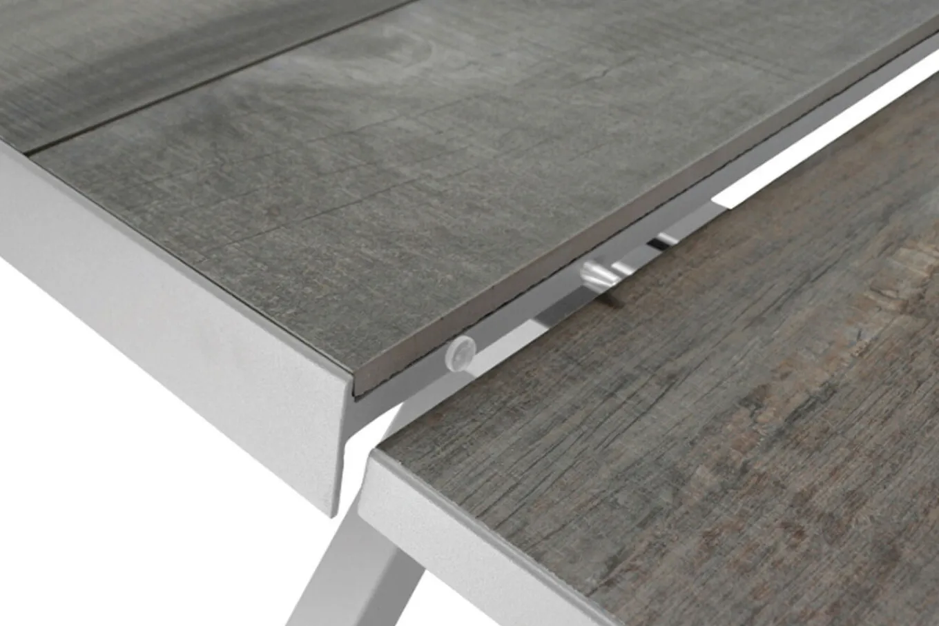 New Corido/Sincro Garten-Essgruppe, ice grey/weiß grau, Alu/Gardino®-Geflecht/Keramik, Ausziehtisch 200/260x100 cm, 4 Dining Move Sessel Polyrattan-Gartenmöbel|Garten-Essgruppen