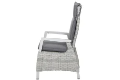 New Corido/Sincro Garten-Essgruppe, ice grey/weiß grau, Alu/Gardino®-Geflecht/Keramik, Ausziehtisch 200/260x100 cm, 4 Dining Move Sessel Polyrattan-Gartenmöbel|Garten-Essgruppen