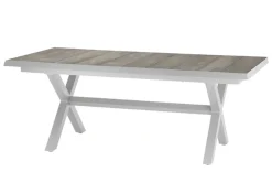 New Corido/Sincro Garten-Essgruppe, ice grey/weiß grau, Alu/Gardino®-Geflecht/Keramik, Ausziehtisch 200/260x100 cm, 4 Dining Move Sessel Polyrattan-Gartenmöbel|Garten-Essgruppen