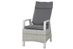 New Corido/Sincro Garten-Essgruppe, ice grey/weiß grau, Alu/Gardino®-Geflecht/Keramik, Ausziehtisch 200/260x100 cm, 4 Dining Move Sessel Polyrattan-Gartenmöbel|Garten-Essgruppen