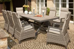 Discount Corido / Sincro Garten-Essgruppe, charcoal, Alu / Gardino®-Geflecht, 8 Diningsessel, Ausziehtisch 200/260 x 100 cm Polyrattan-Gartenmöbel|Garten-Essgruppen