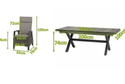 Discount Corido / Sincro Garten-Essgruppe, charcoal, Alu / Gardino®-Geflecht, 8 Diningsessel, Ausziehtisch 200/260 x 100 cm Polyrattan-Gartenmöbel|Garten-Essgruppen