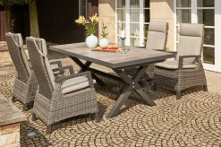 Online Corido / Sincro Garten-Essgruppe, charcoal, Alu / Gardino®-Geflecht, 4 Diningsessel, Ausziehtisch 200/260x 100 cm Polyrattan-Gartenmöbel|Garten-Essgruppen