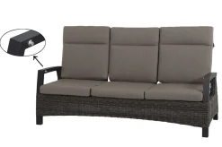 Best Corido 3-Sitzer Sofa, charcoal, Alu / Gardino®-Geflecht, 206x87x103 cm, verstellb. Rückenlehnen Polyrattan-Gartenmöbel|Gartenlounge