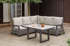 Best Corido 2-Sitzer Sofa, charcoal, Alu / Gardino®-Geflecht, 136x83x88 cm, Armlehne rechts Polyrattan-Gartenmöbel|Aluminium-Gartenmöbel