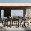 Outlet Garten-Essgruppe, anthrazit/grau, Aluminium/Ranotex-Gewebe, Ausziehtisch 180/240 x 100 cm, inkl. 6 Stapelsessel Aluminium-Gartenmöbel